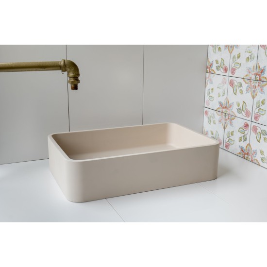 Ash White Rectangle Concrete Sink with Smooth Opaque Finish