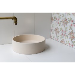 Ash White Round Concrete Sink with Smooth Opaque Finish  Ash White Round Concrete Sink with Smooth Opaque Finish