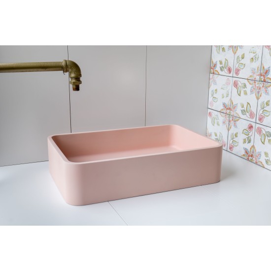 Blush Pink Concrete Rectangle Sink - Smooth Opaque Finish