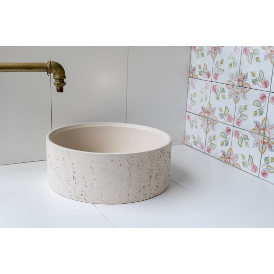 Ash White Round Concrete Sink - Industrial Finish