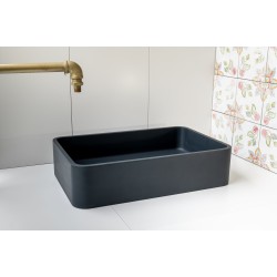 Matt Black Rectangle Concrete Sink - Smooth Opaque Finish