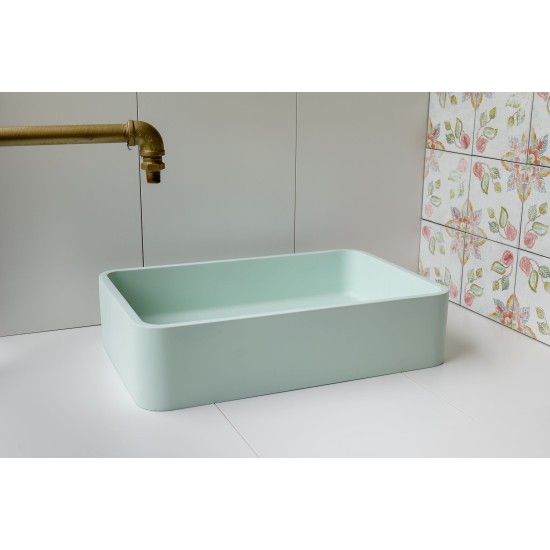 Mint Green Rectangle Concrete Sink - Smooth Opaque Finish