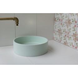 Mint Green Round Concrete Sink with Smooth Opaque Finish