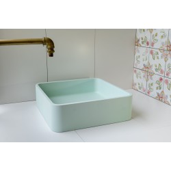 Mint Green Square Concrete Sink with Smooth Opaque Finish 