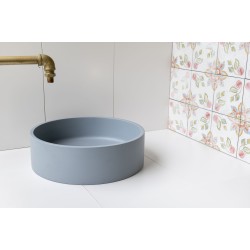 Steel Grey Round Concrete Sink with Smooth Opaque Finish