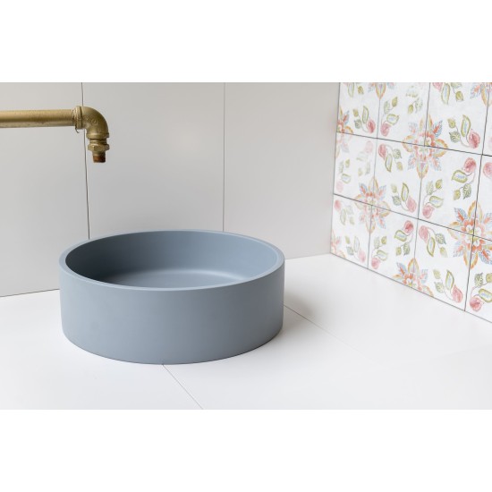 Steel Grey Round Concrete Sink with Smooth Opaque Finish