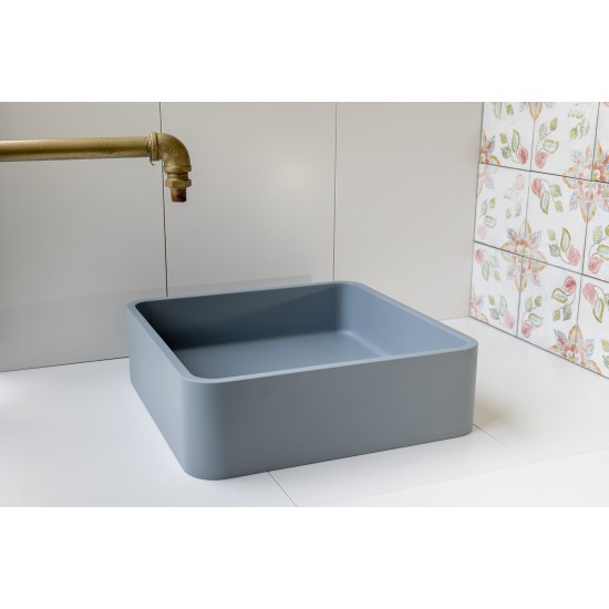 Steel Grey Square concrete Sink with Smooth Opaque Finish 