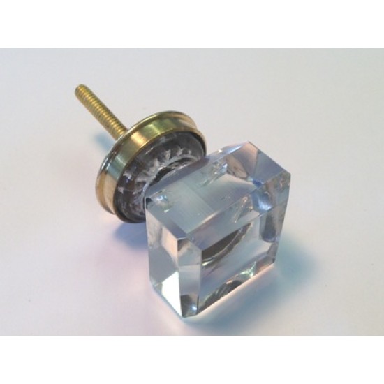 Michael Glass Square Knob Brass