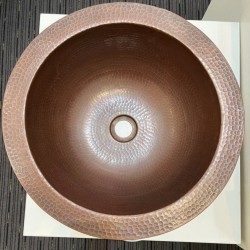 Apron Round Hammered Bathroom Copper Sink