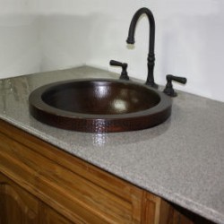 Apron Round Hammered Bathroom Copper Sink