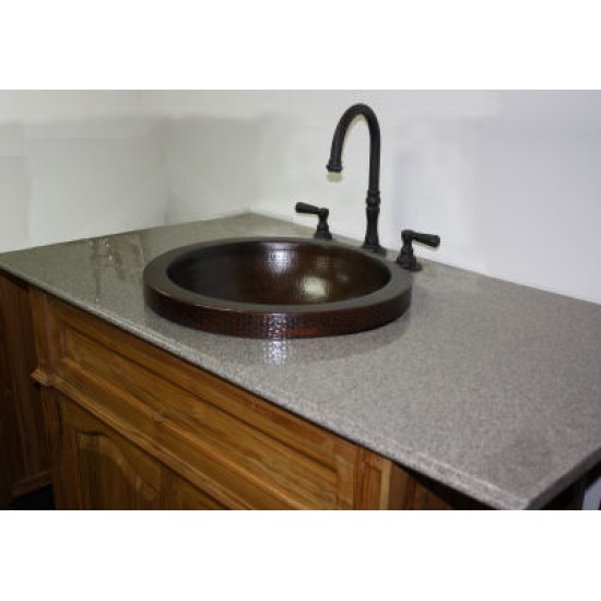 Apron Round Hammered Bathroom Copper Sink